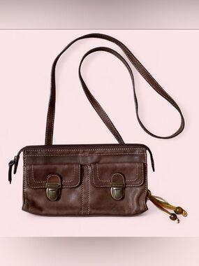 Fossil brown leather crossbody